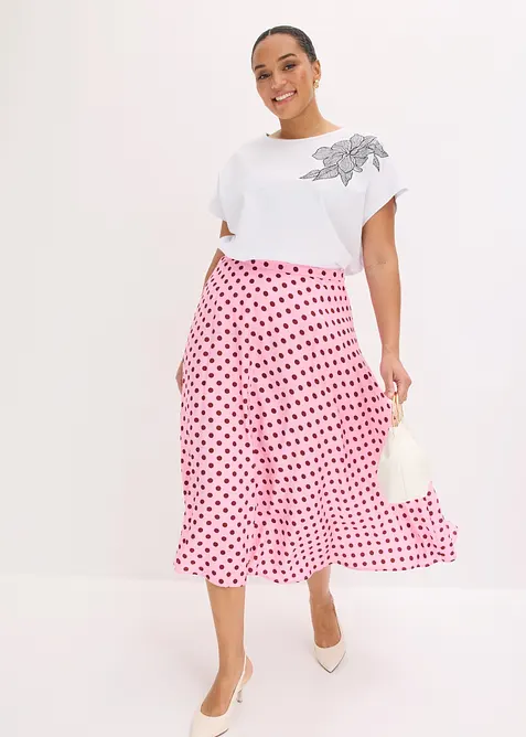 Mellanl&aring;ng kjol i b&ouml;ljande viskosmix, bonprix