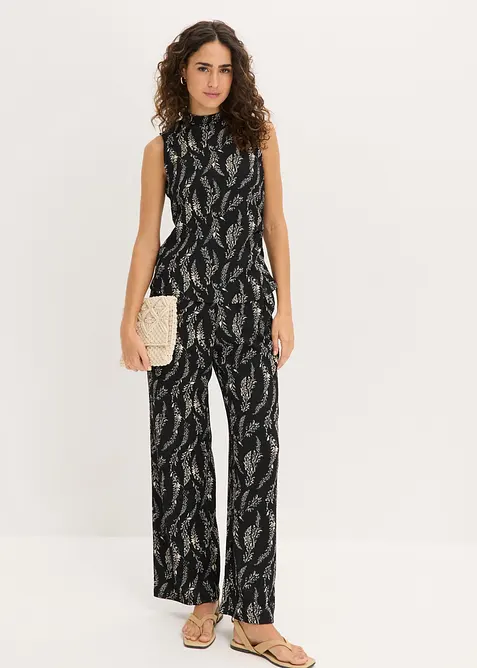 Jerseylinne och byxa (2 delar) av kr&auml;pp, bonprix