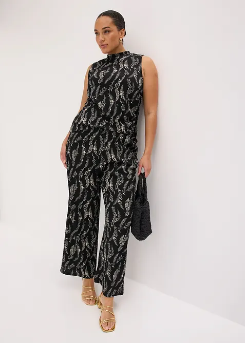 Jerseylinne och byxa (2 delar) av kr&auml;pp, bonprix