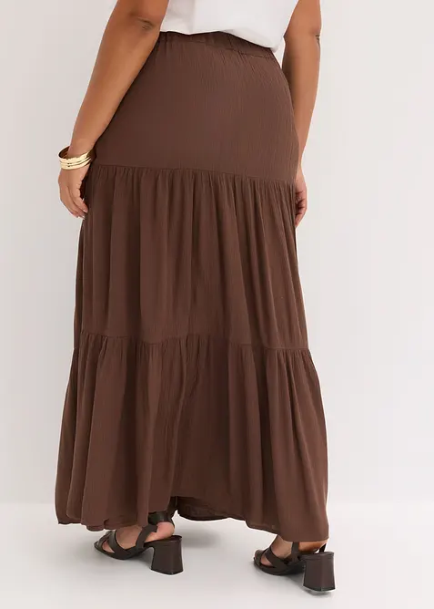 Maxikjol med v&aring;der i viskos med struktur, bonprix