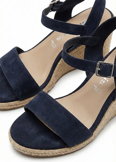 Sandalett med kilklack i baststil fr&aring;n Tamaris, Tamaris