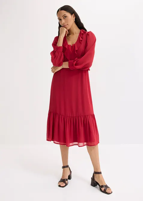 Chiffongkl&auml;nning med spets och volanger, bonprix