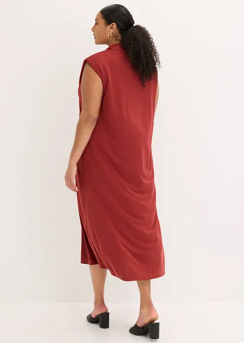 Jerseykl&auml;nning med axelvaddar i viskosmix, bonprix