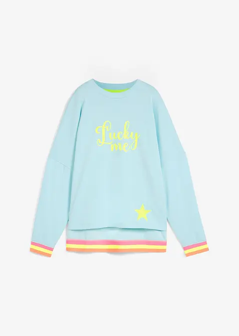 Oversizesweatshirt i bomull med f&auml;rgglada muddar, bonprix