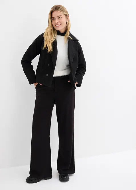 Vid byxa av viskosmix med veck, bonprix