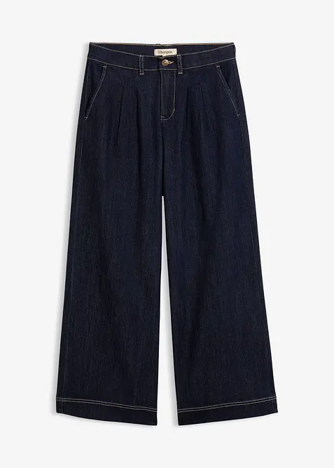 Wide Leg Jeans High Waist, med bekv&auml;m midja, bonprix