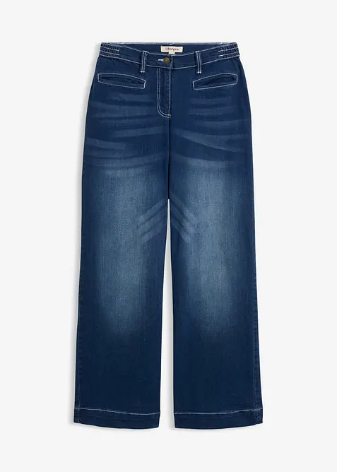 Wide Leg Jeans Mid Waist, med bekv&auml;m midja, bonprix