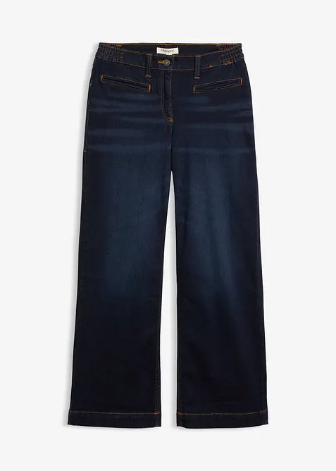 Wide Leg Jeans Mid Waist, med bekv&auml;m midja, bonprix