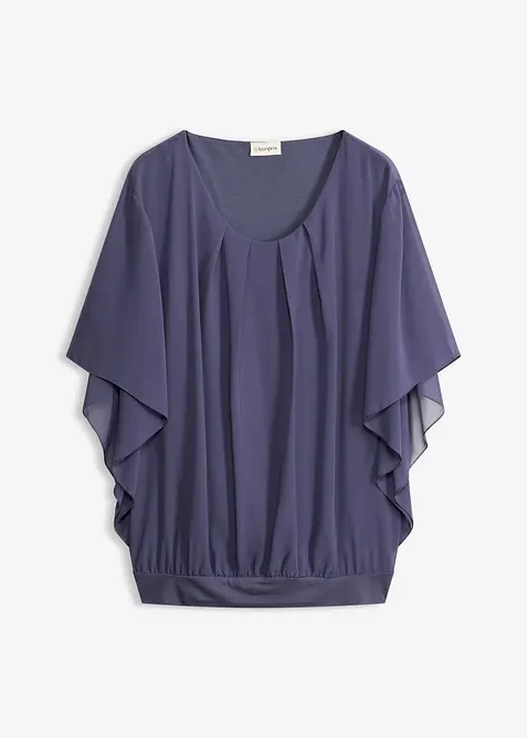 Chiffongblus med linne, bonprix