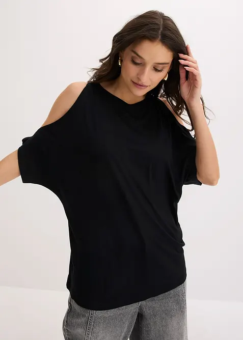 Cold shoulder-topp i viskos, bonprix