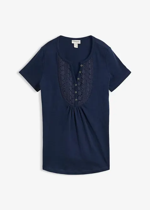 Bomullstopp i flamgarn, kort&auml;rmad, bonprix