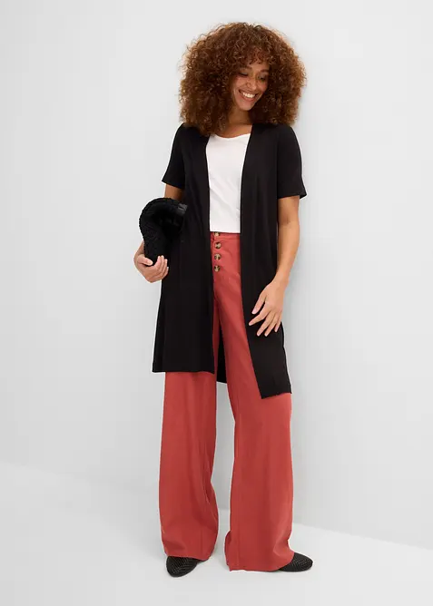 Cardigan i mjuk viskostrik&aring;, bonprix