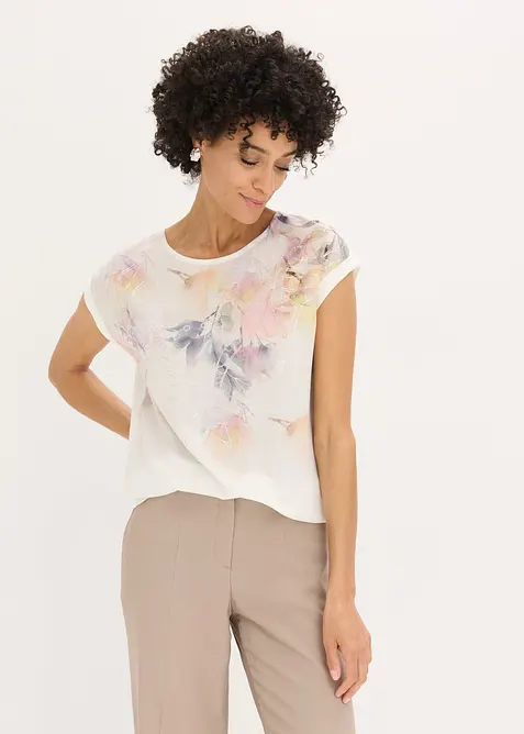 Blommig blustopp, bonprix