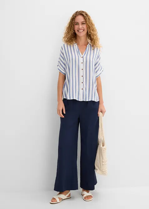 Blus i krinklad viskos med mjukt fall, bonprix