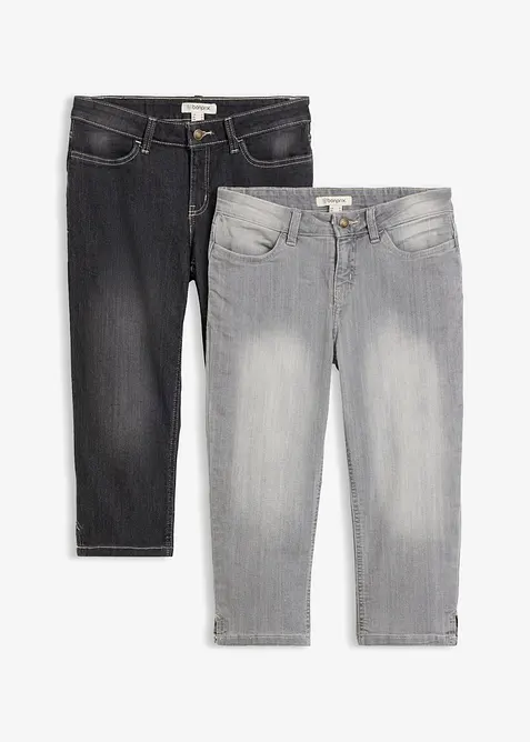 Stretchiga caprijeans (2-pack), bonprix