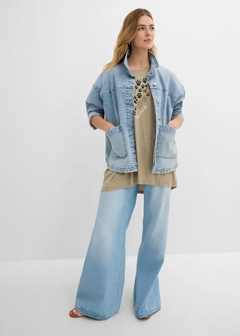 Bigshirt i l&auml;tt material med tryck, bonprix