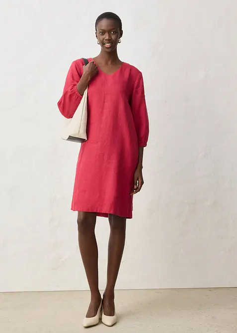 Kort linnekl&auml;nning med 3/4-&auml;rmar, bonprix