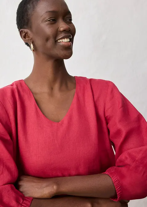 Kort linnekl&auml;nning med 3/4-&auml;rmar, bonprix