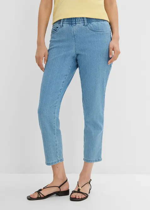 Jeans med bekv&auml;m medelh&ouml;g midja (2-pack), raka ben, bonprix