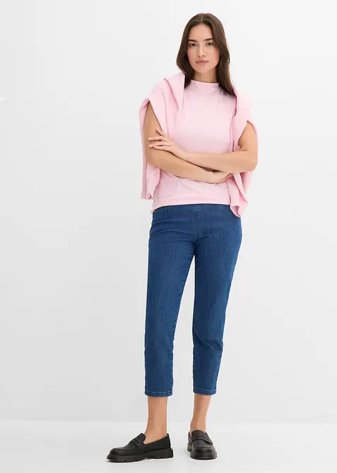 Jeans med bekv&auml;m medelh&ouml;g midja (2-pack), raka ben, bonprix