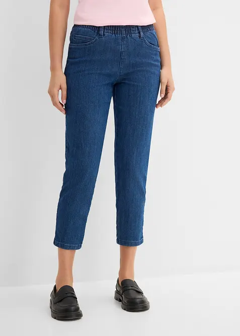 Jeans med bekv&auml;m medelh&ouml;g midja (2-pack), raka ben, bonprix