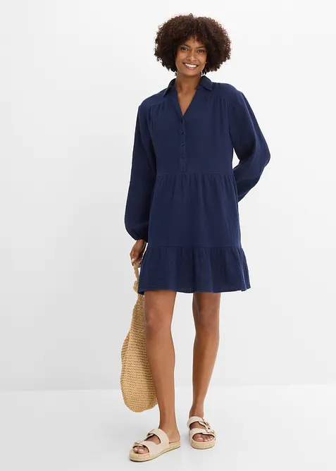 Kort muslinkl&auml;nning med v&aring;der, bonprix