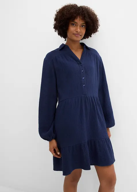 Kort muslinkl&auml;nning med v&aring;der, bonprix