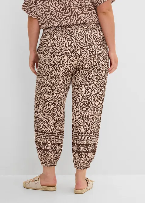 Vid dra p&aring;-byxa i viskos med mjukt fall, bonprix