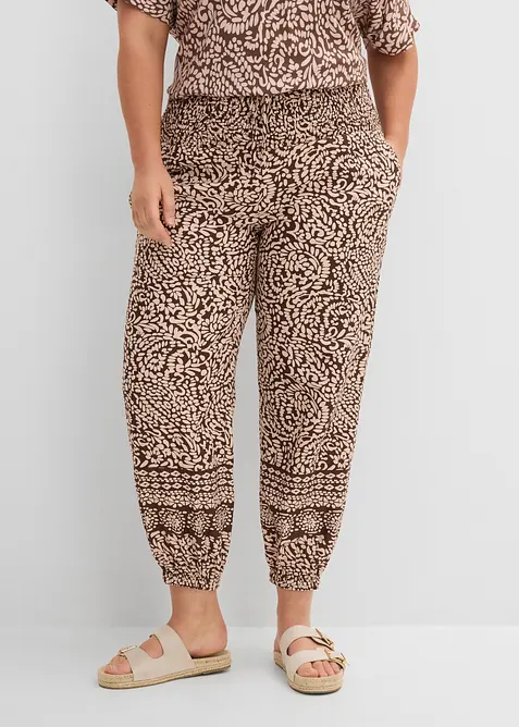 Vid dra p&aring;-byxa i viskos med mjukt fall, bonprix