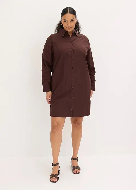 Skjortkl&auml;nning i bomullspoplin, bonprix