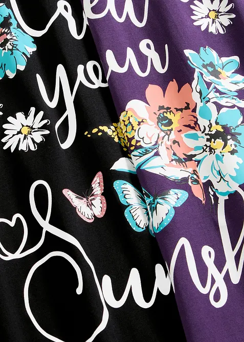 Kort nattlinne av ren bomull (2-pack), bonprix