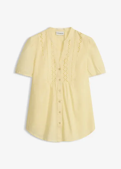 Blus med h&aring;lbroderi, bonprix