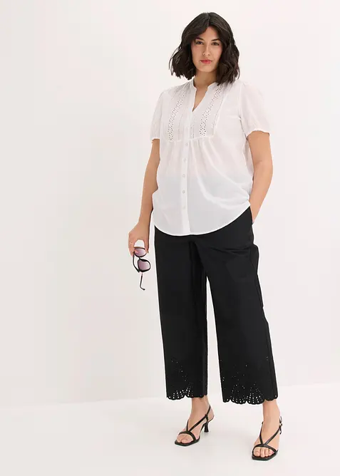 Blus med h&aring;lbroderi, bonprix