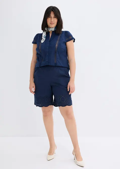 Shorts i bomull med res&aring;rmidja, bonprix