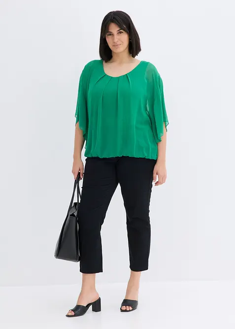 Chiffongblus med linne, bonprix