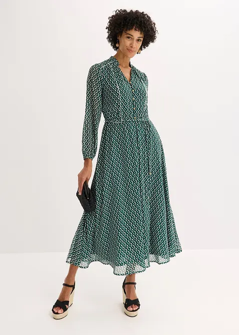 M&ouml;nstrad chiffongkl&auml;nning med kontrasterande passpoaler, bonprix