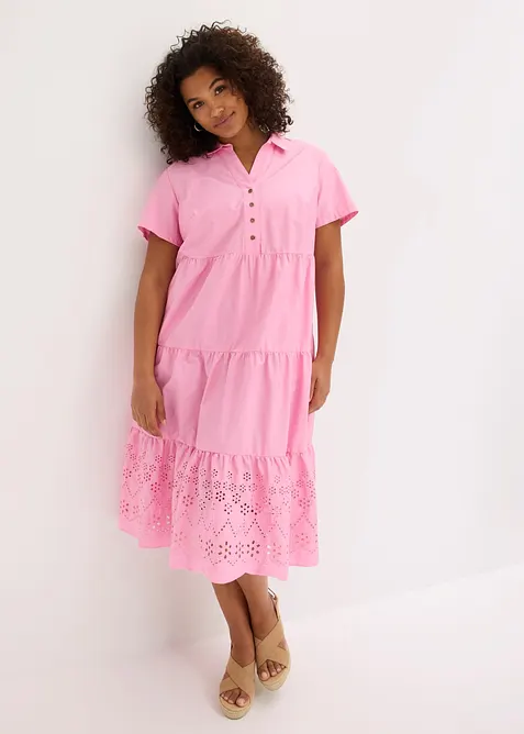 Tunikakl&auml;nning i bomull med h&aring;lbroderi, bonprix