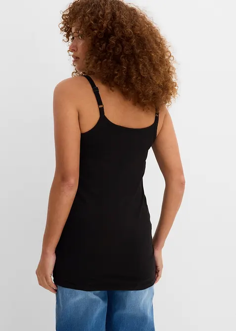 L&aring;ngt linne med smala axelband gjort av ekologisk bomull (2-pack), bonprix