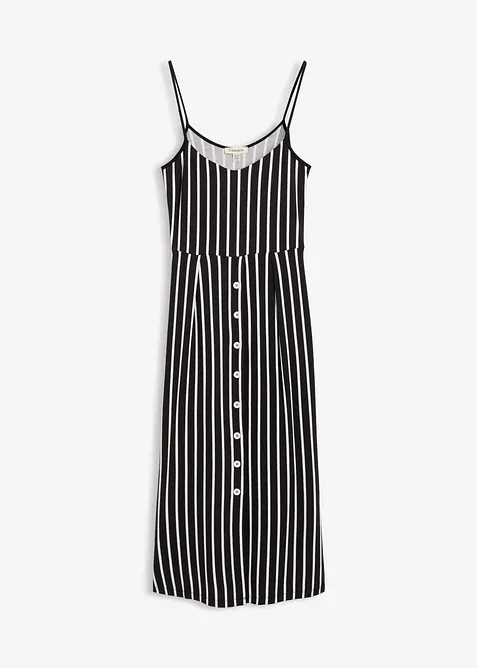 Somrig jerseykl&auml;nning med knappsl&aring; och r&auml;nder, bonprix