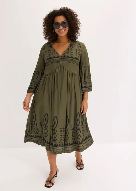 Mellanl&aring;ng kl&auml;nning i f&ouml;ljsam viskos, bonprix