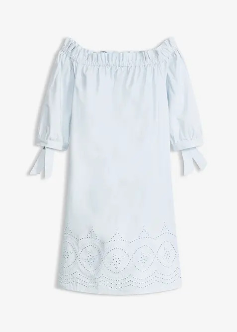 Off shoulder-kl&auml;nning i bomull med h&aring;lbroderi, bonprix