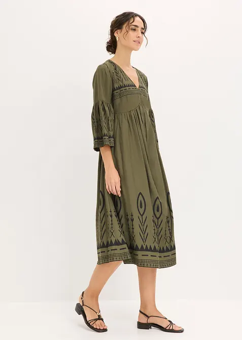 Mellanl&aring;ng kl&auml;nning i f&ouml;ljsam viskos, bonprix