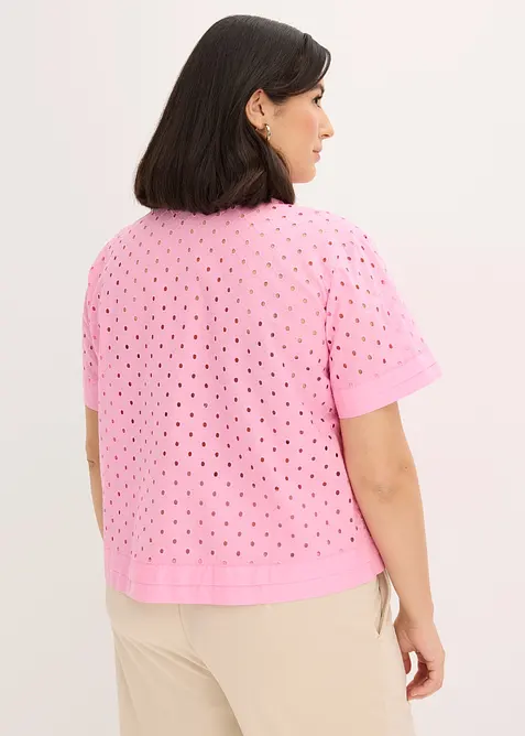 Blus med h&aring;lbroderi, bonprix