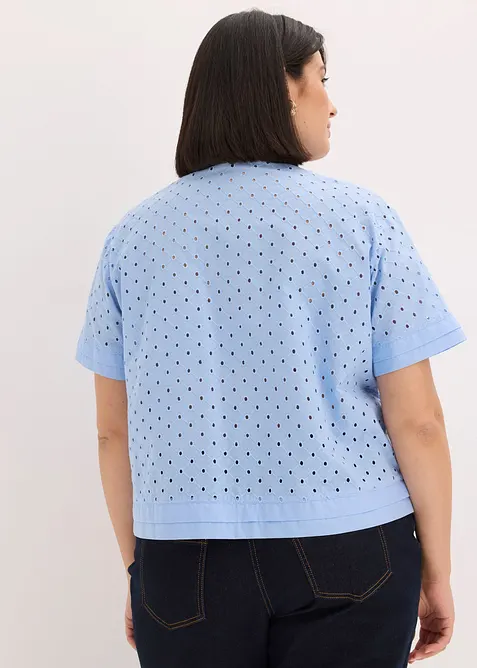 Blus med h&aring;lbroderi, bonprix