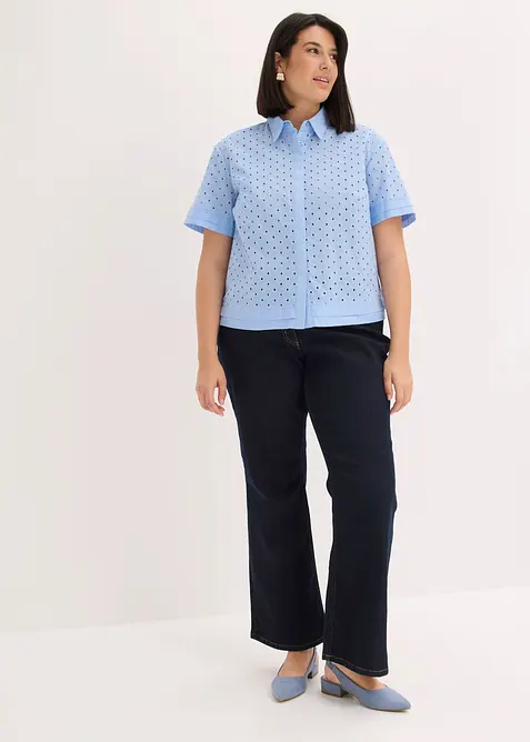 Blus med h&aring;lbroderi, bonprix
