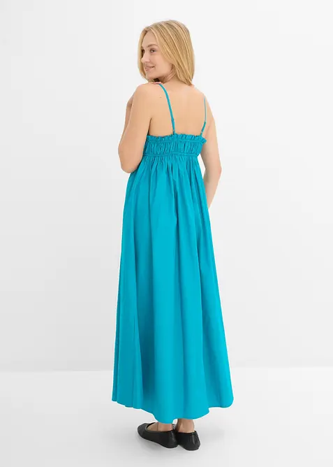 Kl&auml;nning med smala axelband i ekologisk bomull, bonprix