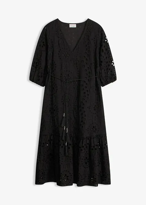 Mellanl&aring;ng bomullskl&auml;nning med h&aring;lbroderi, bonprix