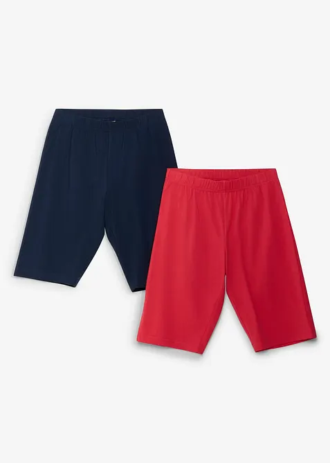 Cykelbyxa i elastisk materialmix med ekologisk bomull (2-pack), bonprix