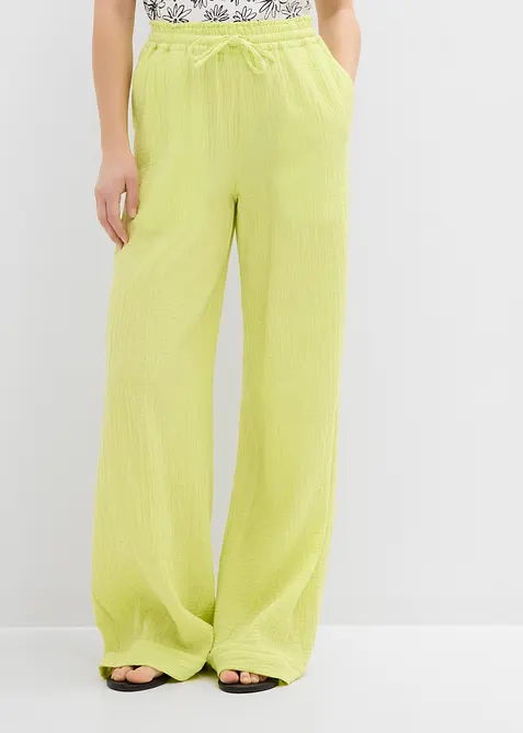 Vid dra p&aring;-byxa av luftig muslin, bonprix