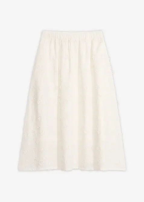 Midikjol med blombroderi, bonprix